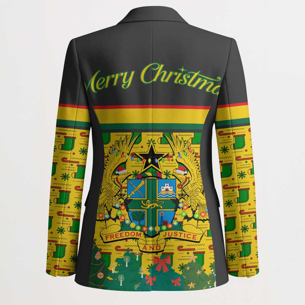 Ghana Christmas Blazer with Santa Ornament National Coat of Arms and Festive - Wonder Print Shop