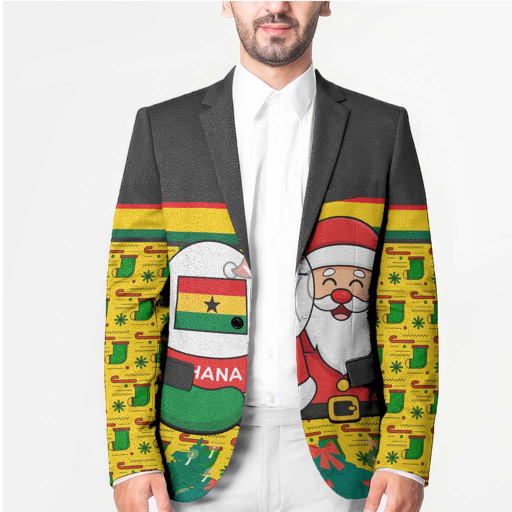 Ghana Christmas Blazer with Santa Ornament National Coat of Arms and Festive - Wonder Print Shop