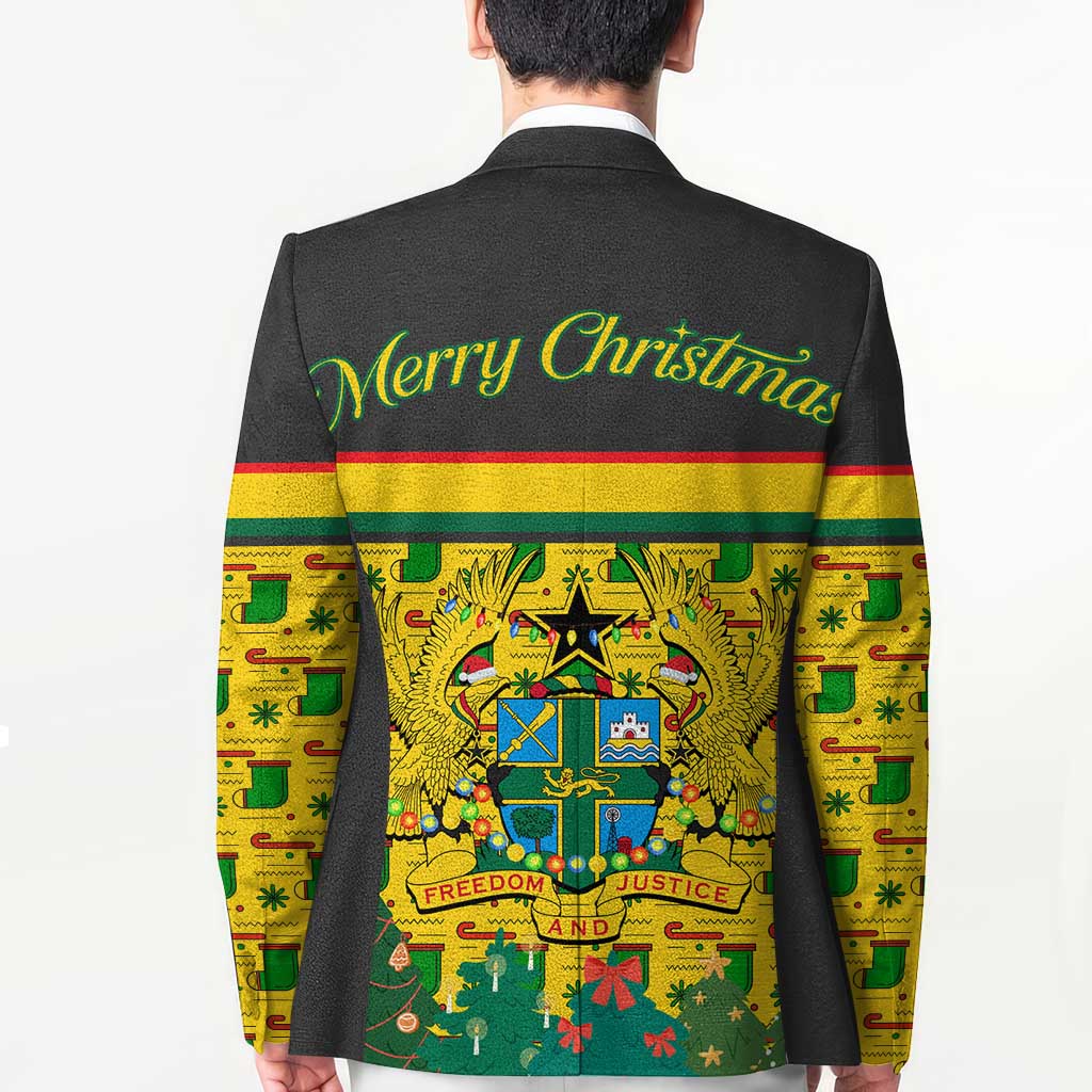Ghana Christmas Blazer with Santa Ornament National Coat of Arms and Festive - Wonder Print Shop