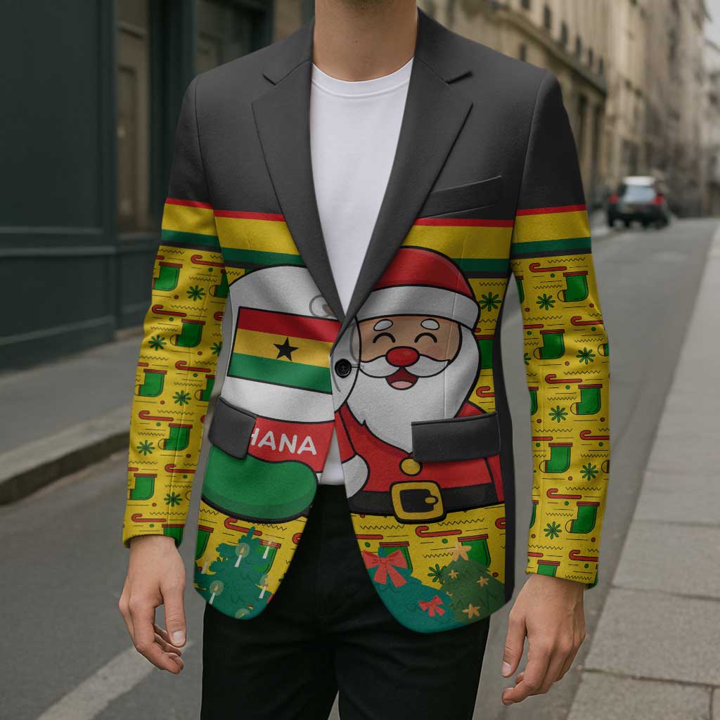 Ghana Christmas Blazer with Santa Ornament National Coat of Arms and Festive - Wonder Print Shop
