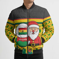 Ghana Christmas Bomber Puffer Jacket with Santa Ornament National Coat of Arms and Festive - Wonder Print Shop