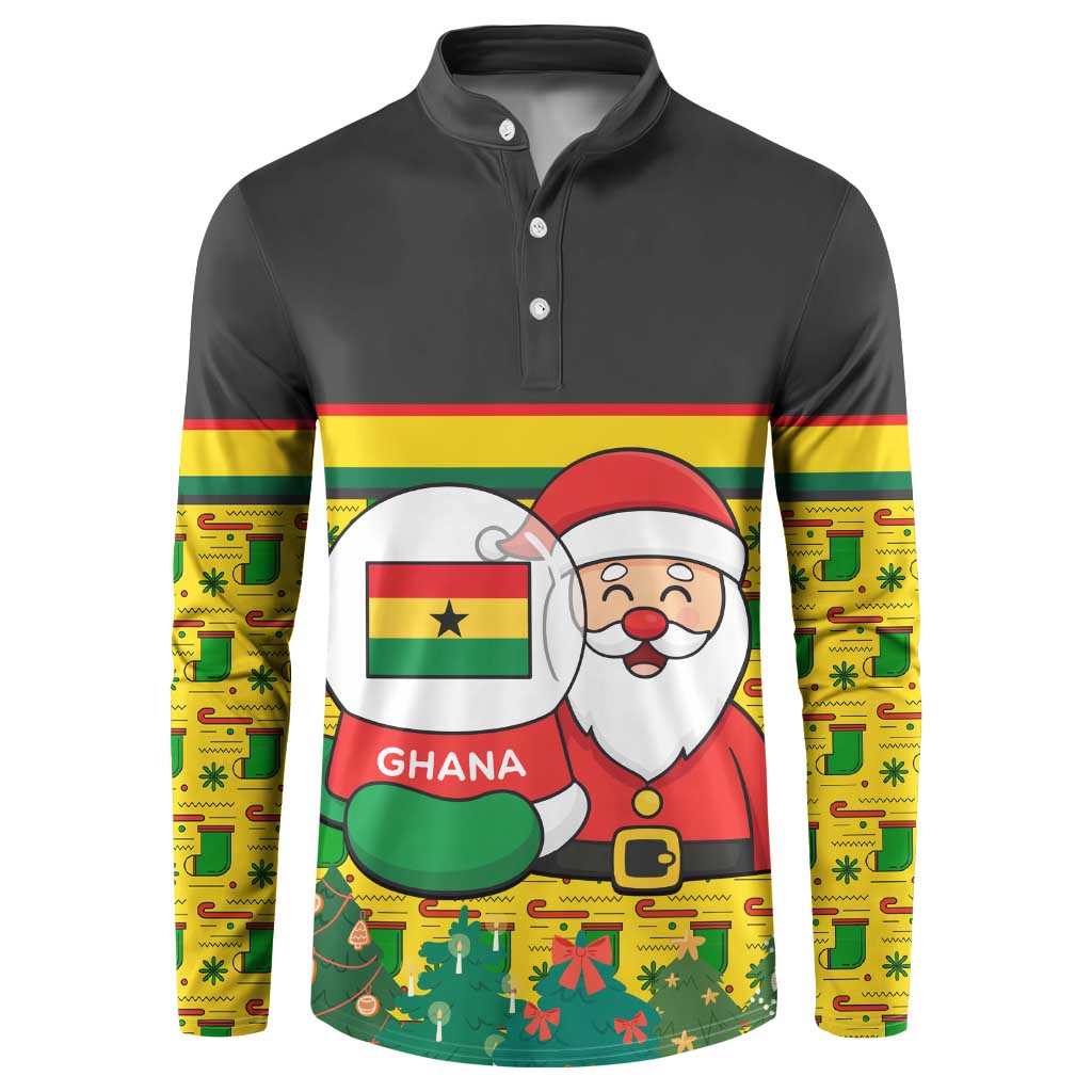 Ghana Christmas Button Sweatshirt with Santa Ornament National Coat of Arms and Festive - Wonder Print Shop
