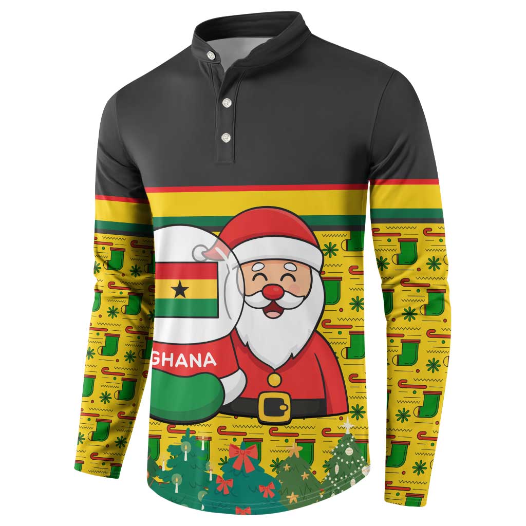 Ghana Christmas Button Sweatshirt with Santa Ornament National Coat of Arms and Festive - Wonder Print Shop