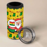 Ghana Christmas 4 in 1 Can Cooler Tumbler with Santa Ornament National Coat of Arms and Festive - Wonder Print Shop