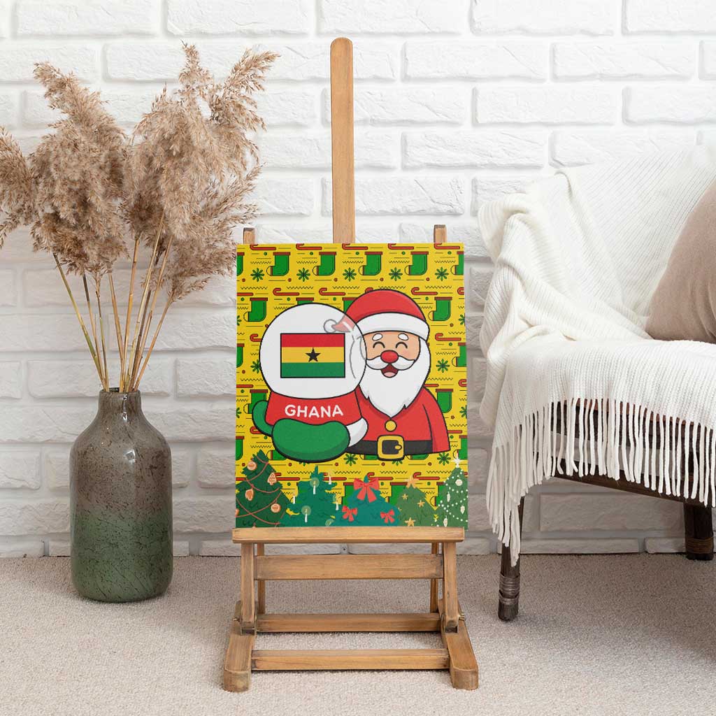 Ghana Christmas Canvas Wall Art with Santa Ornament National Coat of Arms and Festive - Wonder Print Shop