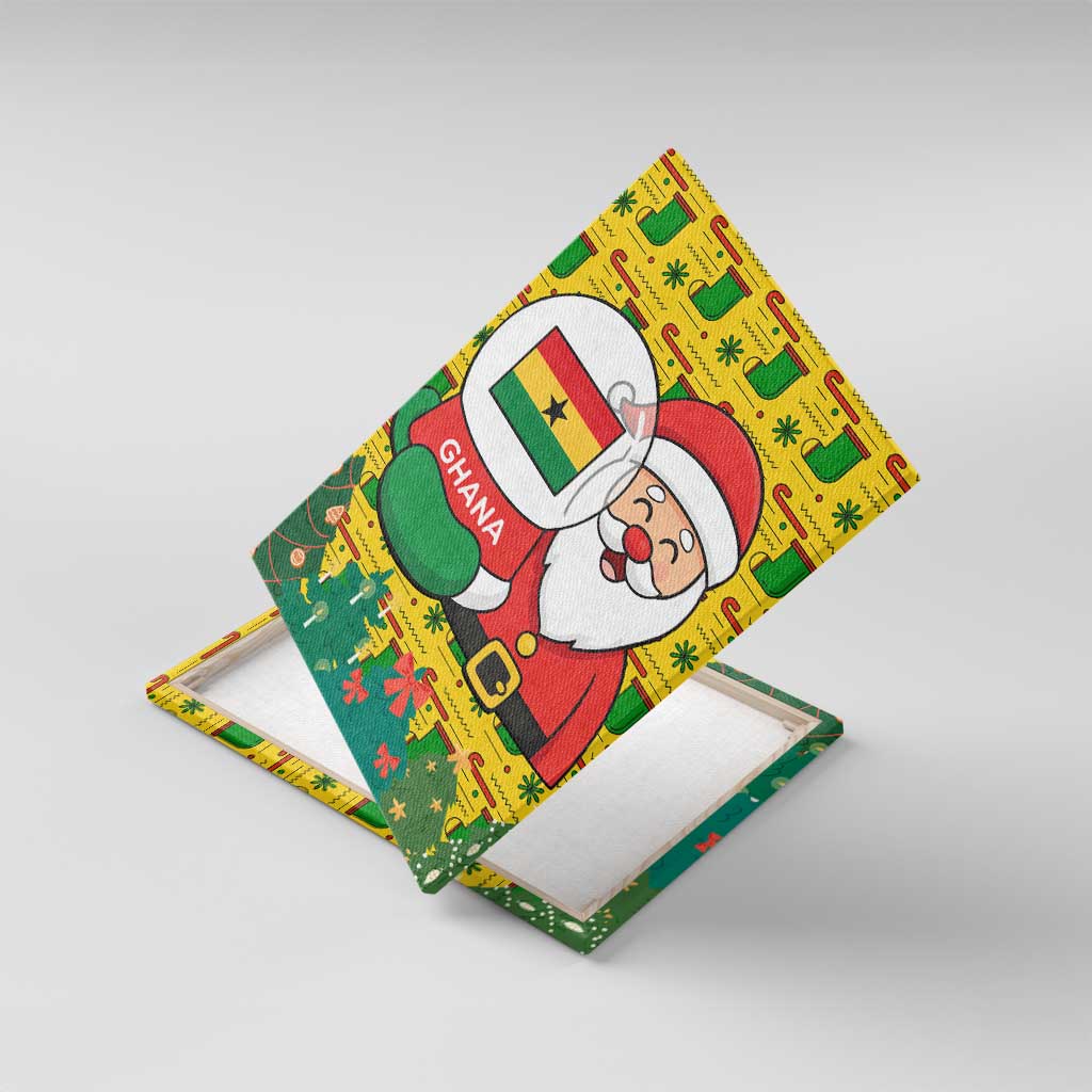 Ghana Christmas Canvas Wall Art with Santa Ornament National Coat of Arms and Festive - Wonder Print Shop