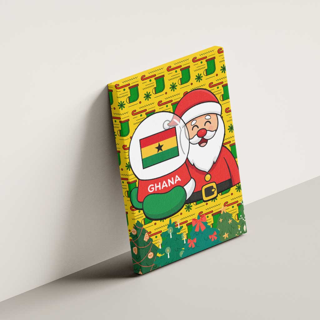 Ghana Christmas Canvas Wall Art with Santa Ornament National Coat of Arms and Festive - Wonder Print Shop