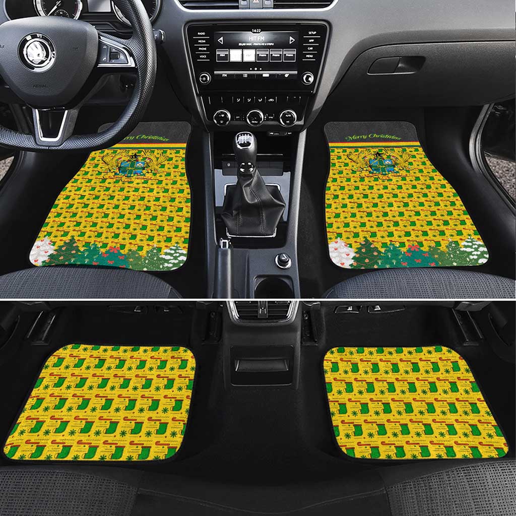 Ghana Christmas Car Mats with Santa Ornament National Coat of Arms and Festive - Wonder Print Shop