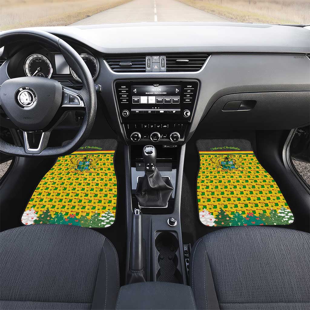 Ghana Christmas Car Mats with Santa Ornament National Coat of Arms and Festive - Wonder Print Shop