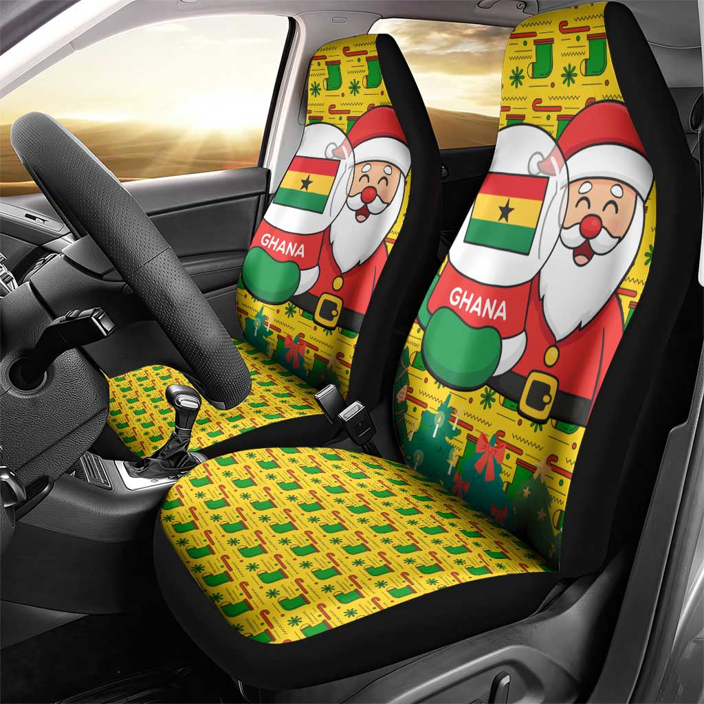 Ghana Christmas Car Seat Cover with Santa Ornament National Coat of Arms and Festive - Wonder Print Shop