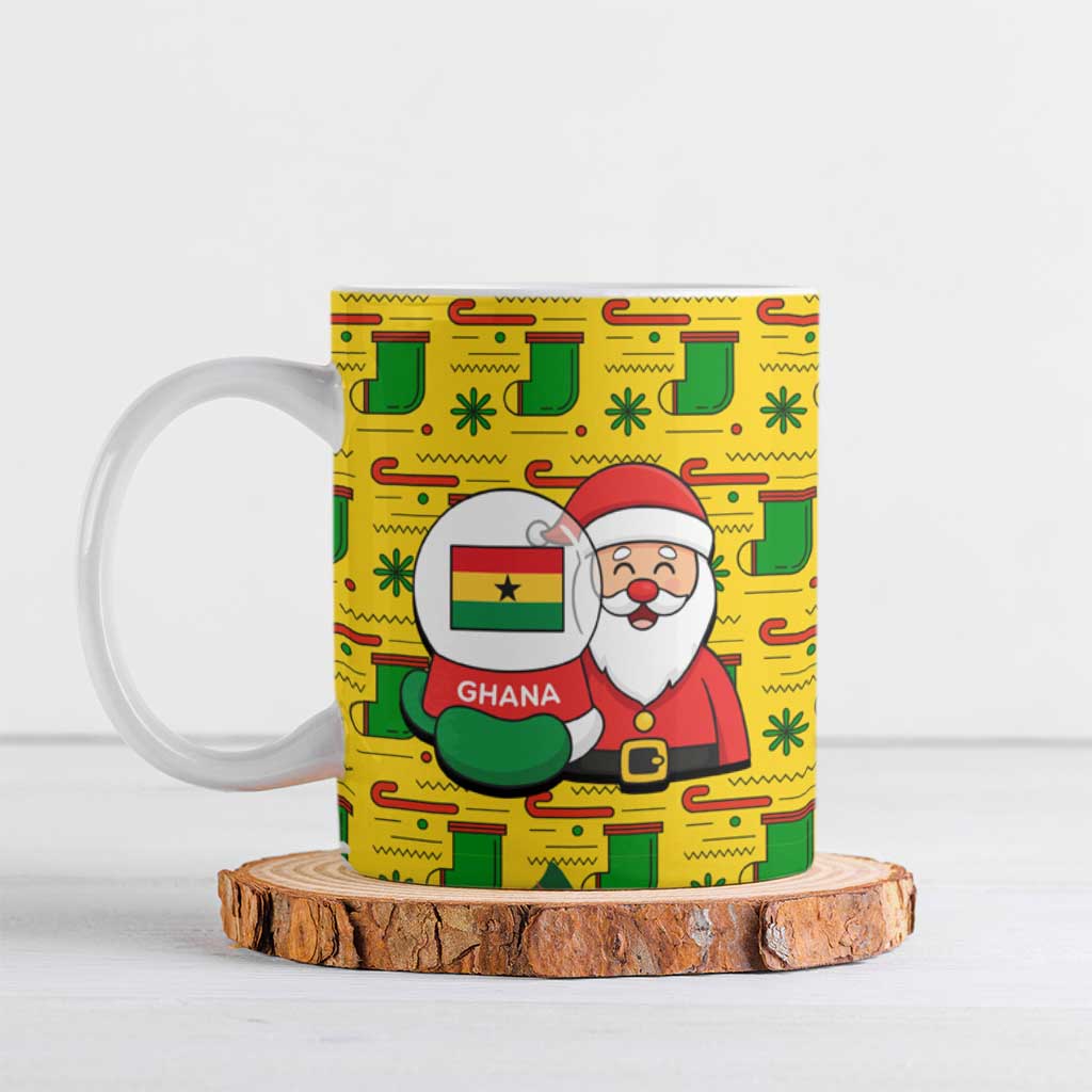 Ghana Christmas Ceramic Mug with Santa Ornament National Coat of Arms and Festive - Wonder Print Shop