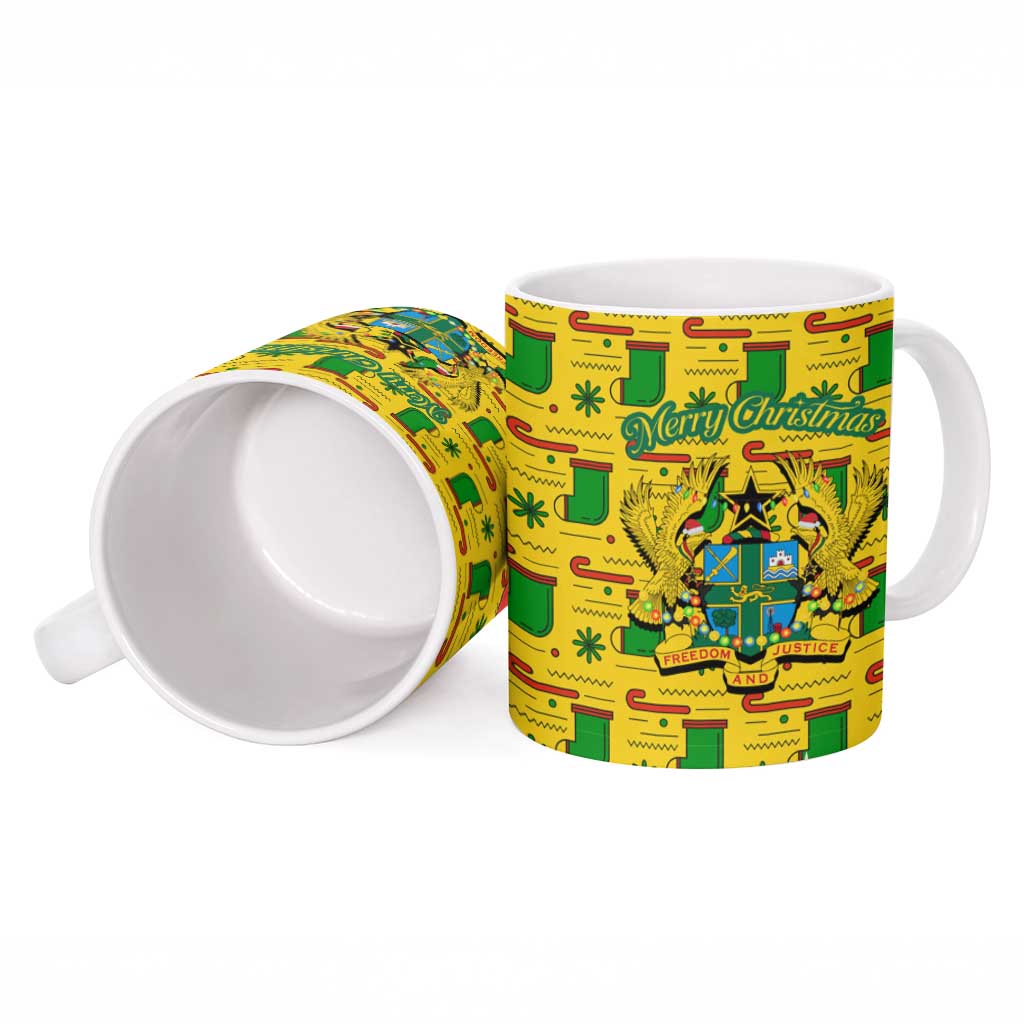 Ghana Christmas Ceramic Mug with Santa Ornament National Coat of Arms and Festive - Wonder Print Shop