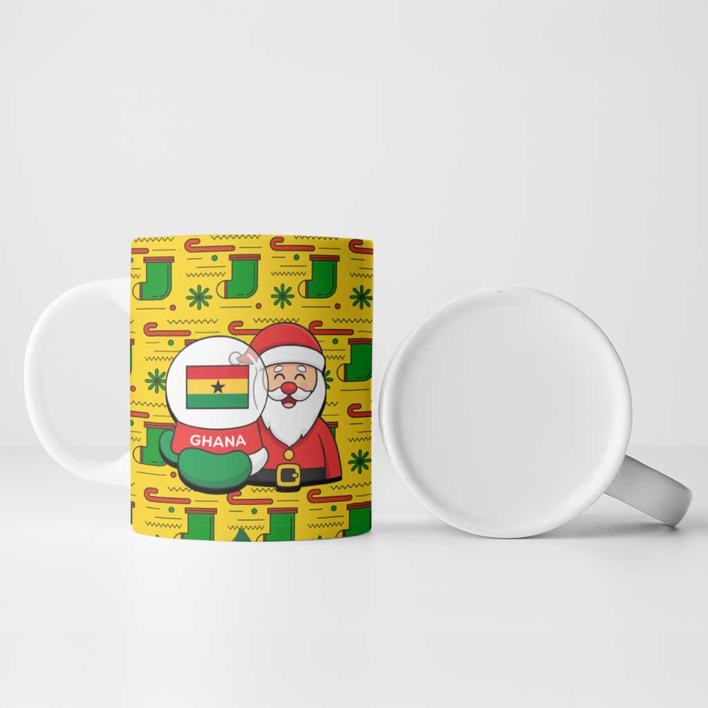 Ghana Christmas Ceramic Mug with Santa Ornament National Coat of Arms and Festive - Wonder Print Shop