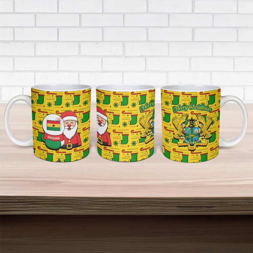 Ghana Christmas Ceramic Mug with Santa Ornament National Coat of Arms and Festive - Wonder Print Shop