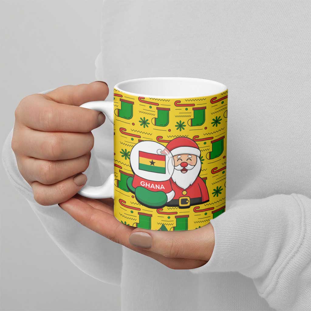 Ghana Christmas Ceramic Mug with Santa Ornament National Coat of Arms and Festive - Wonder Print Shop