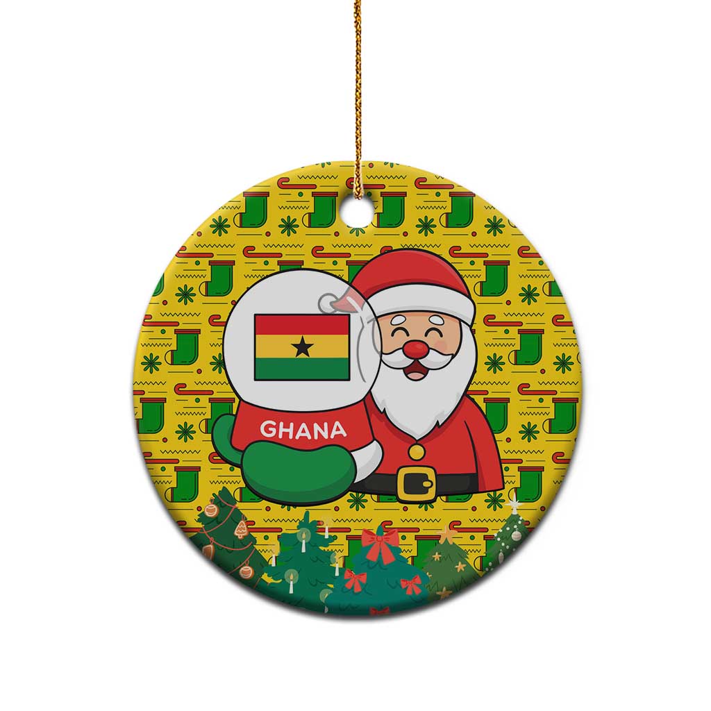 Ghana Christmas Ceramic Ornament with Santa Ornament National Coat of Arms and Festive - Wonder Print Shop