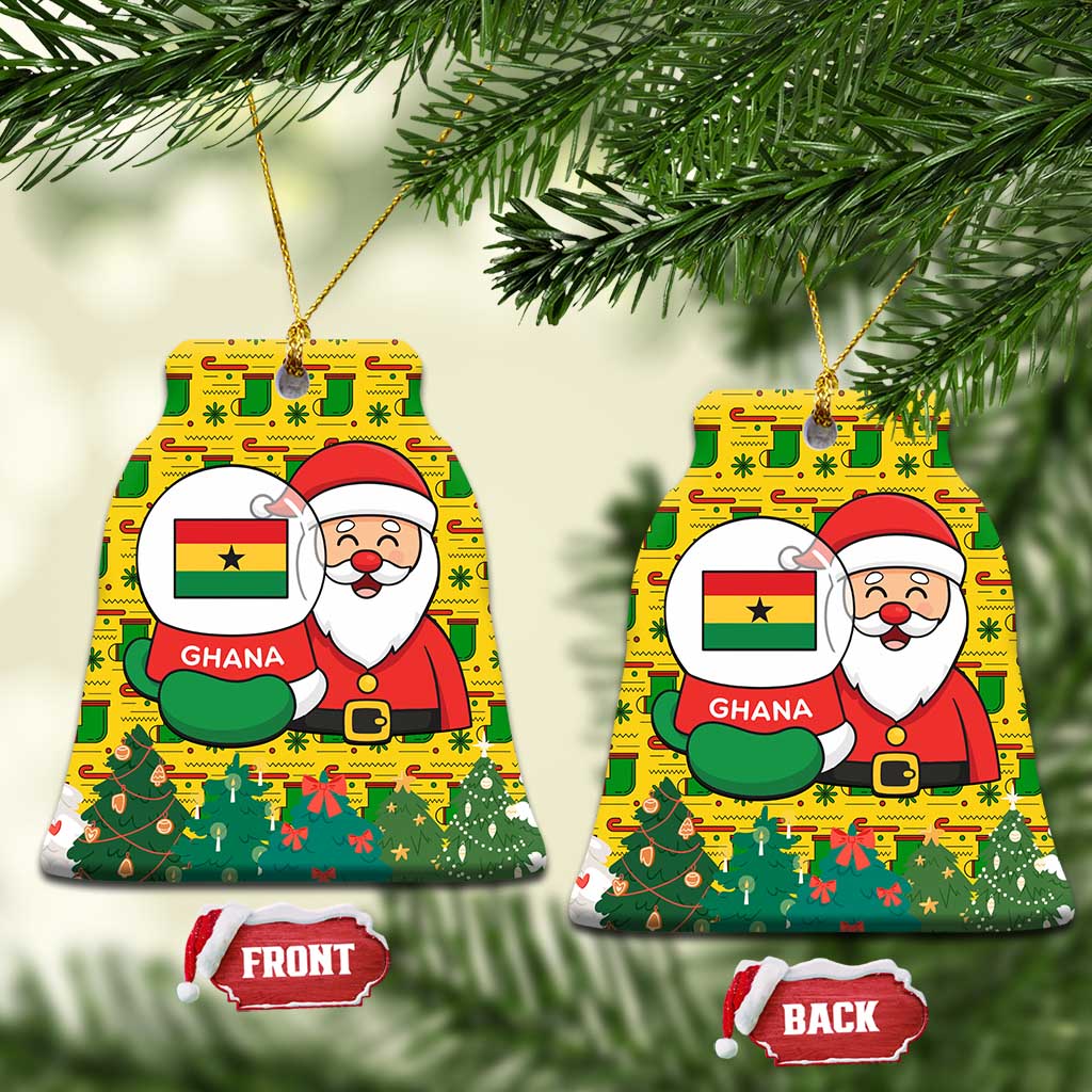 Ghana Christmas Ceramic Ornament with Santa Ornament National Coat of Arms and Festive - Wonder Print Shop