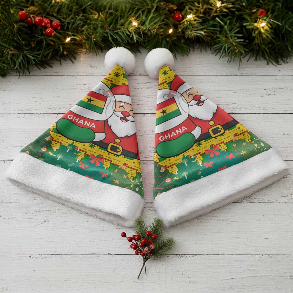 Ghana Christmas Santa Hat with Santa Ornament National Coat of Arms and Festive - Wonder Print Shop
