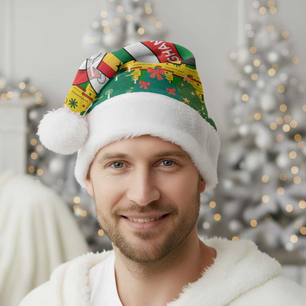 Ghana Christmas Santa Hat with Santa Ornament National Coat of Arms and Festive - Wonder Print Shop