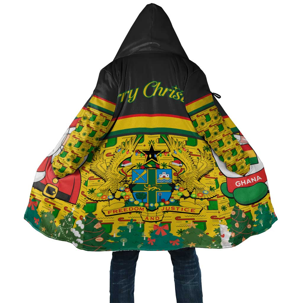 Ghana Christmas Cloak with Santa Ornament National Coat of Arms and Festive - Wonder Print Shop