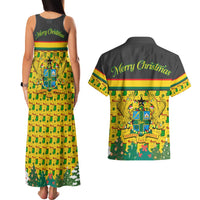 Ghana Christmas Couples Matching Tank Maxi Dress and Hawaiian Shirt with Santa Ornament National Coat of Arms and Festive - Wonder Print Shop
