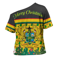 Ghana Christmas Cross Shoulder Shirt with Santa Ornament National Coat of Arms and Festive - Wonder Print Shop