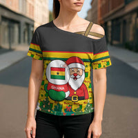 Ghana Christmas Cross Shoulder Shirt with Santa Ornament National Coat of Arms and Festive - Wonder Print Shop
