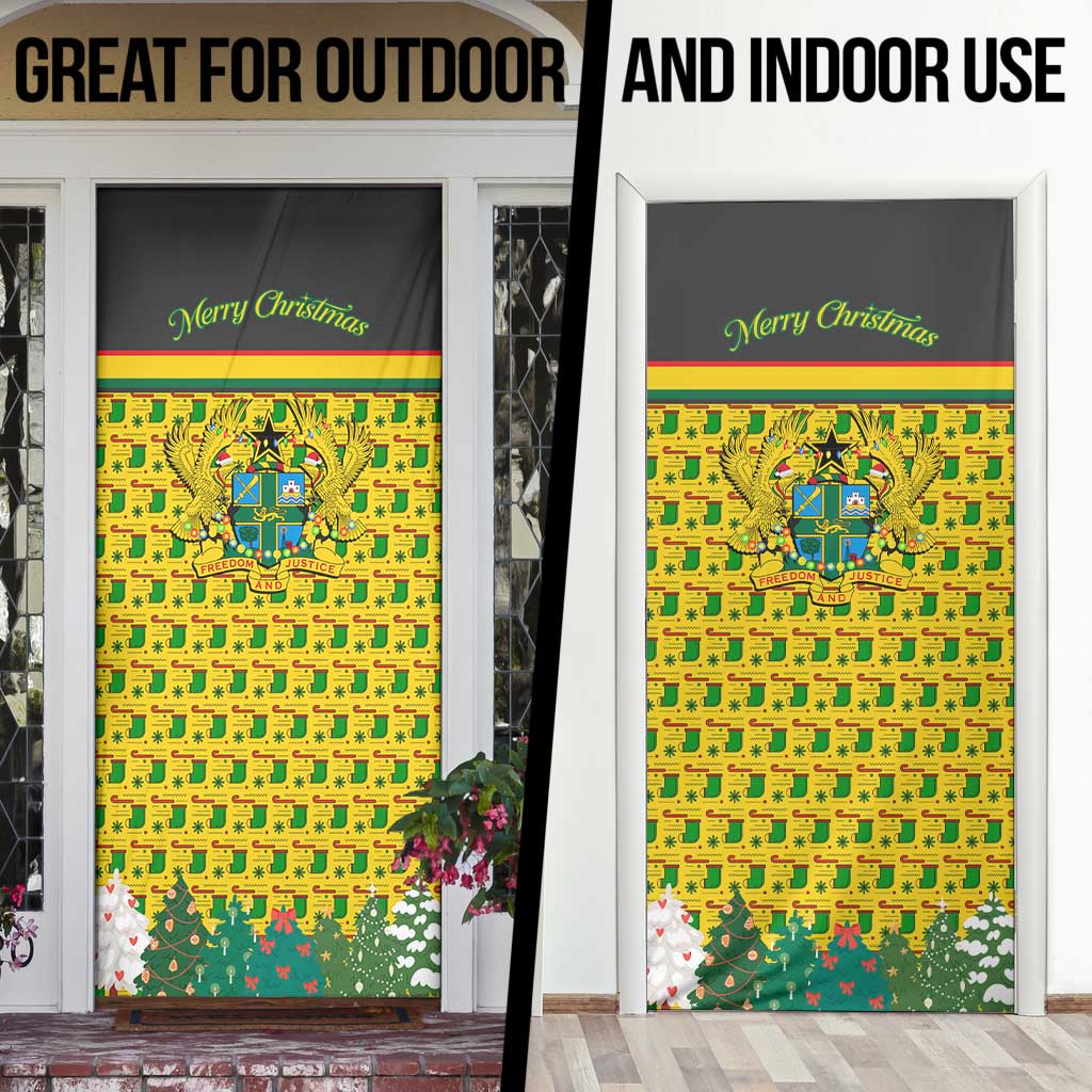Ghana Christmas Door Cover with Santa Ornament National Coat of Arms and Festive - Wonder Print Shop