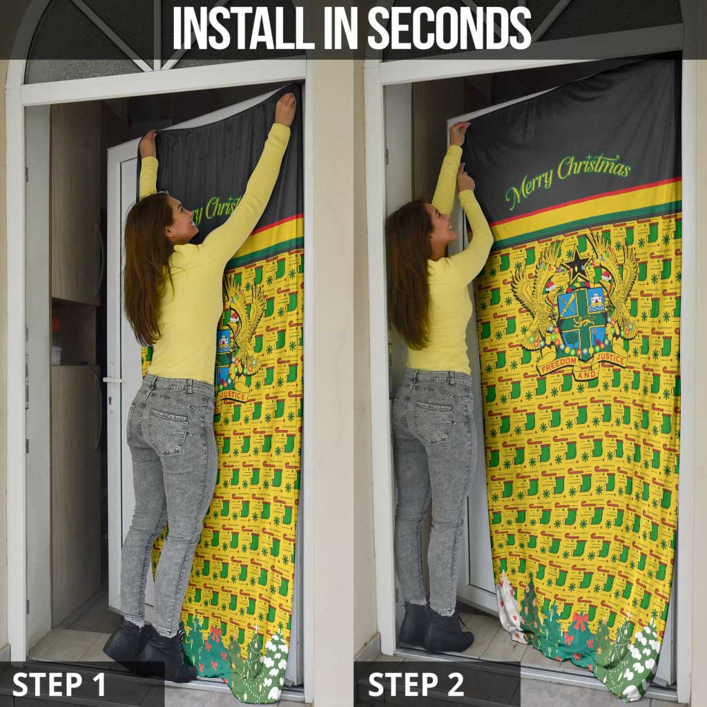 Ghana Christmas Door Cover with Santa Ornament National Coat of Arms and Festive - Wonder Print Shop