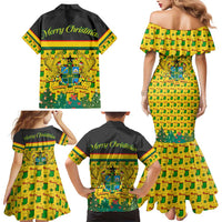 Ghana Christmas Family Matching Mermaid Dress and Hawaiian Shirt with Santa Ornament National Coat of Arms and Festive - Wonder Print Shop