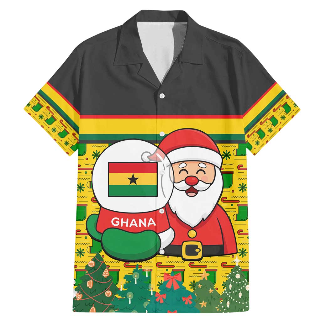 Ghana Christmas Family Matching Mermaid Dress and Hawaiian Shirt with Santa Ornament National Coat of Arms and Festive - Wonder Print Shop