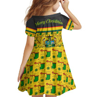Ghana Christmas Family Matching Off The Shoulder Long Sleeve Dress and Hawaiian Shirt with Santa Ornament National Coat of Arms and Festive - Wonder Print Shop