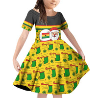 Ghana Christmas Family Matching Off Shoulder Short Dress and Hawaiian Shirt with Santa Ornament National Coat of Arms and Festive - Wonder Print Shop