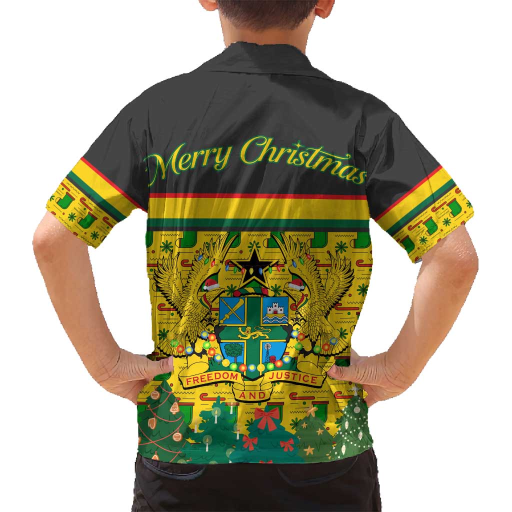 Ghana Christmas Family Matching Tank Maxi Dress and Hawaiian Shirt with Santa Ornament National Coat of Arms and Festive - Wonder Print Shop