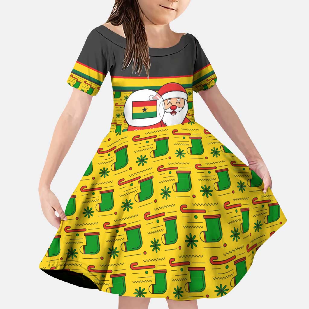 Ghana Christmas Family Matching Tank Maxi Dress and Hawaiian Shirt with Santa Ornament National Coat of Arms and Festive - Wonder Print Shop