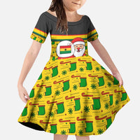 Ghana Christmas Family Matching Tank Maxi Dress and Hawaiian Shirt with Santa Ornament National Coat of Arms and Festive - Wonder Print Shop