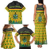 Ghana Christmas Family Matching Tank Maxi Dress and Hawaiian Shirt with Santa Ornament National Coat of Arms and Festive - Wonder Print Shop