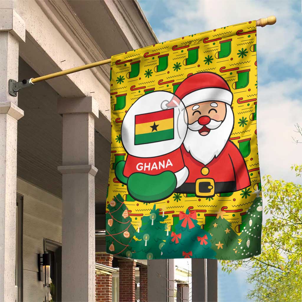 Ghana Christmas Garden Flag with Santa Ornament National Coat of Arms and Festive - Wonder Print Shop