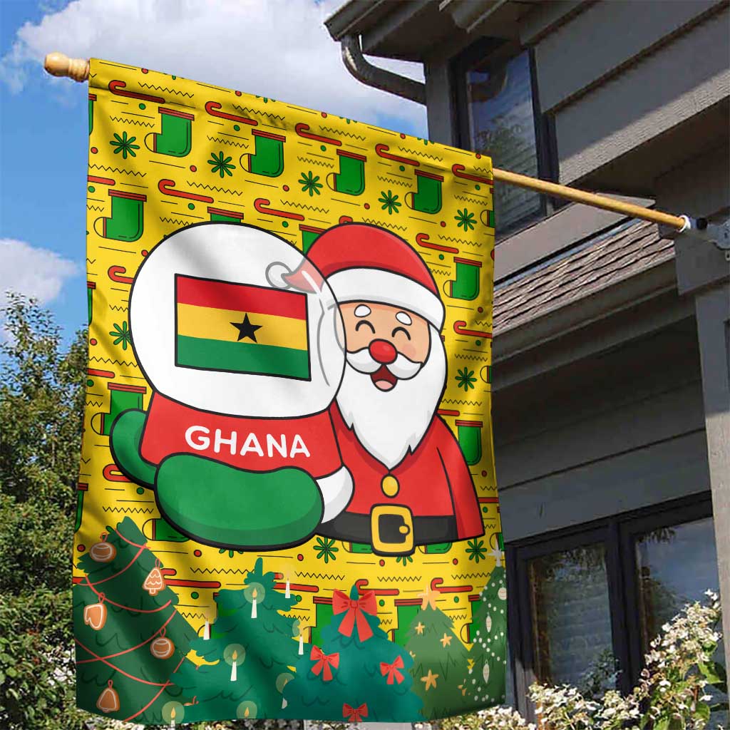 Ghana Christmas Garden Flag with Santa Ornament National Coat of Arms and Festive - Wonder Print Shop
