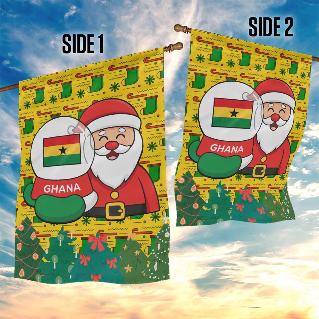 Ghana Christmas Garden Flag with Santa Ornament National Coat of Arms and Festive - Wonder Print Shop