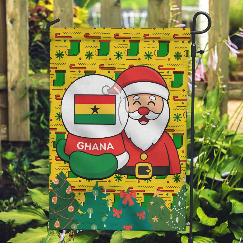 Ghana Christmas Garden Flag with Santa Ornament National Coat of Arms and Festive - Wonder Print Shop