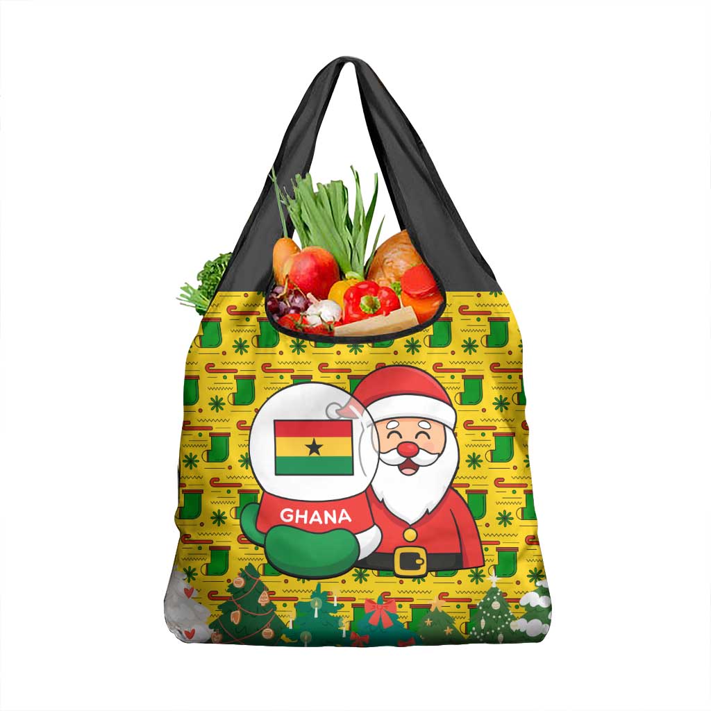 Ghana Christmas Grocery Bag with Santa Ornament National Coat of Arms and Festive - Wonder Print Shop