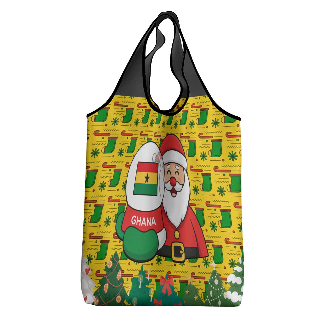 Ghana Christmas Grocery Bag with Santa Ornament National Coat of Arms and Festive - Wonder Print Shop