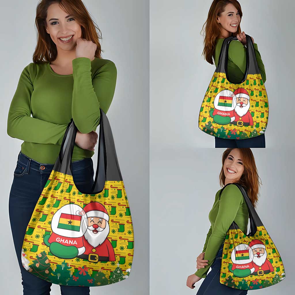 Ghana Christmas Grocery Bag with Santa Ornament National Coat of Arms and Festive - Wonder Print Shop