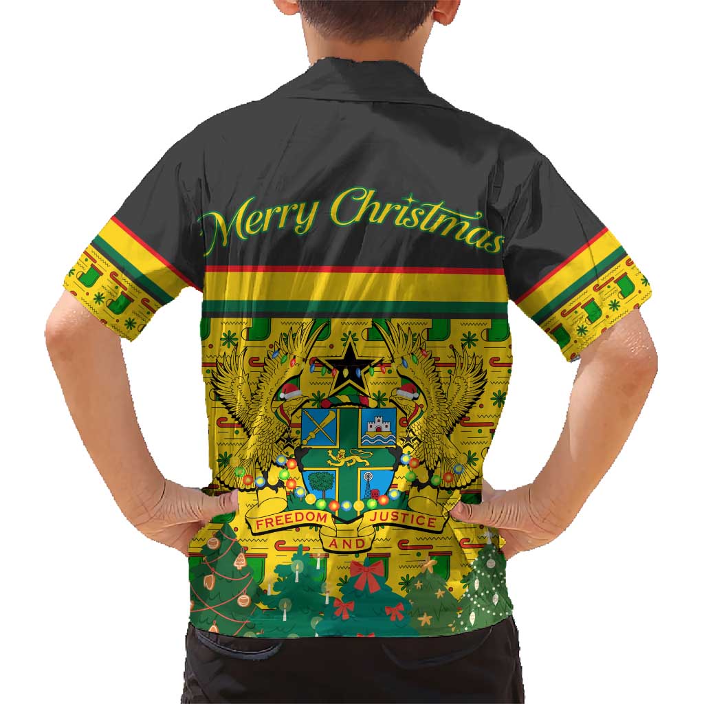 Ghana Christmas Hawaiian Shirt with Santa Ornament National Coat of Arms and Festive - Wonder Print Shop