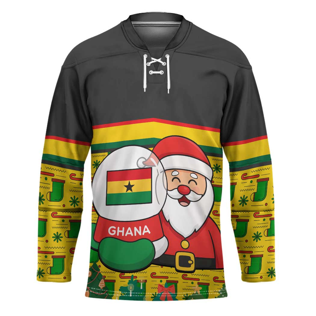 Ghana Christmas Hockey Jersey with Santa Ornament National Coat of Arms and Festive - Wonder Print Shop