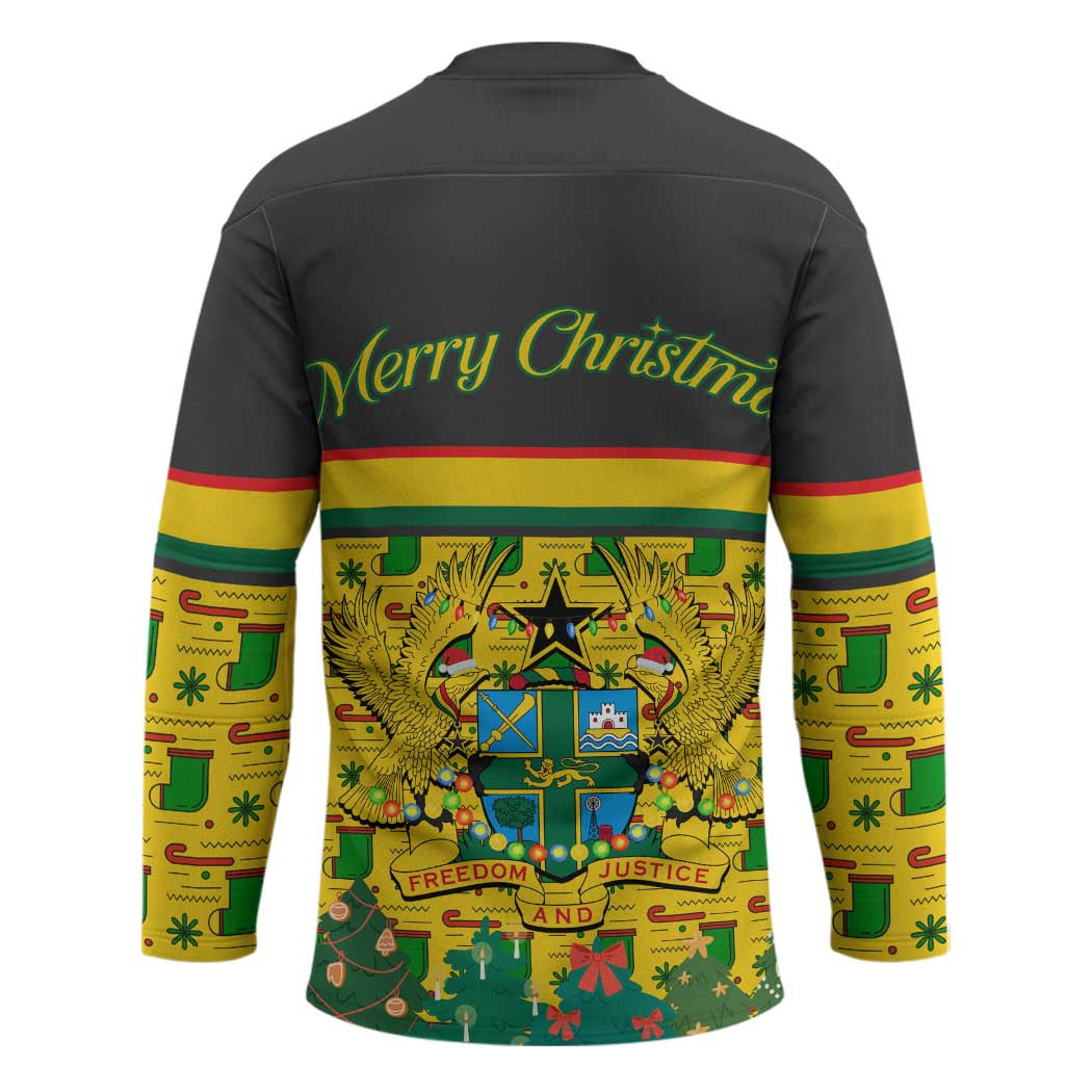 Ghana Christmas Hockey Jersey with Santa Ornament National Coat of Arms and Festive - Wonder Print Shop