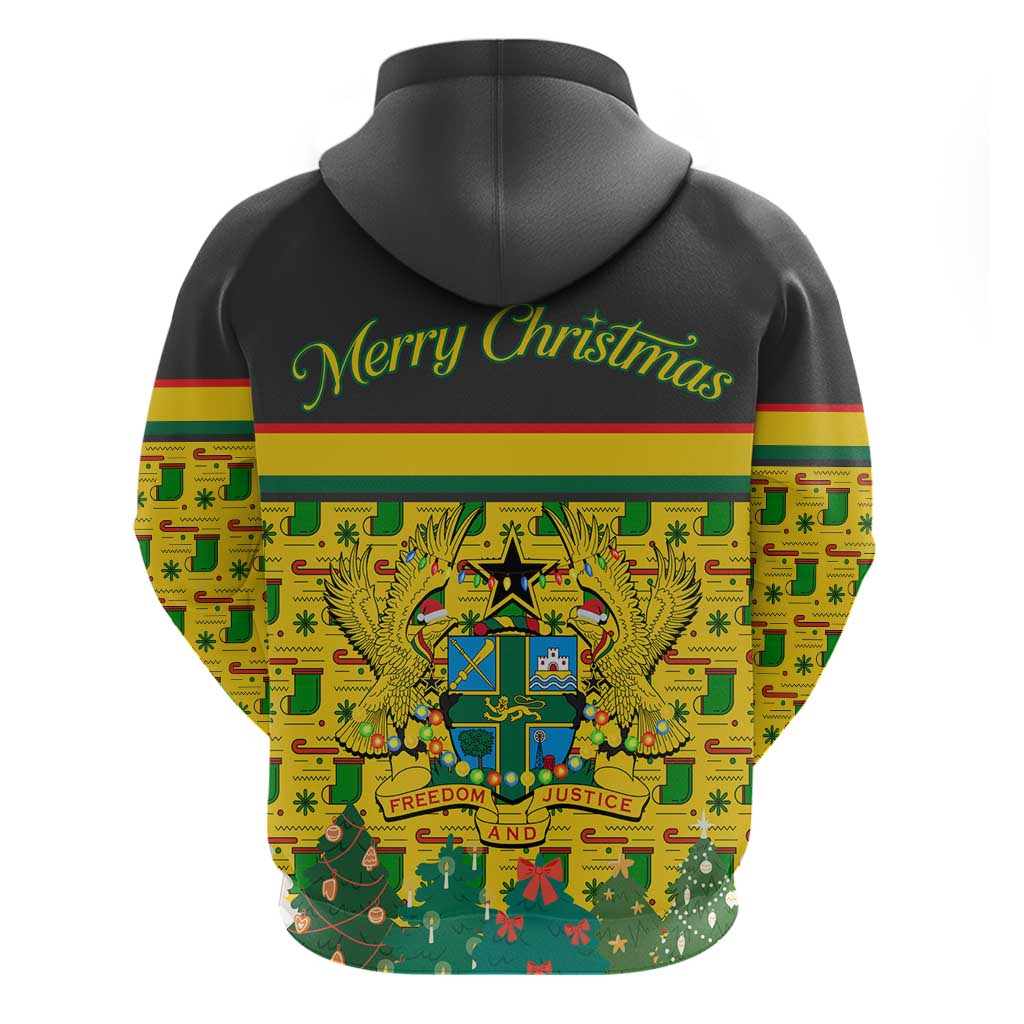 Ghana Christmas Hoodie with Santa Ornament National Coat of Arms and Festive - Wonder Print Shop