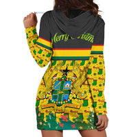 Ghana Christmas Hoodie Dress with Santa Ornament National Coat of Arms and Festive - Wonder Print Shop