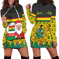 Ghana Christmas Hoodie Dress with Santa Ornament National Coat of Arms and Festive - Wonder Print Shop